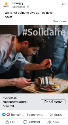 Publicité Facebook pour l'application mobile Hom'Gry