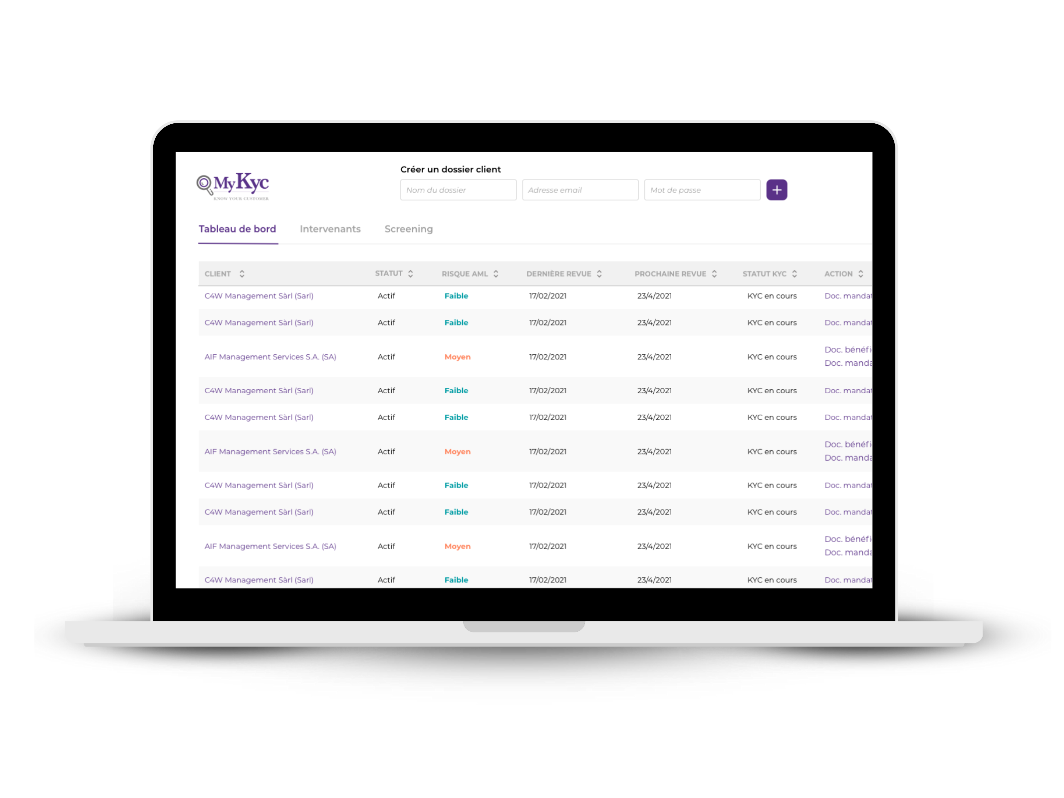 Notre solution pour MyKYC